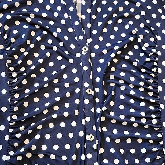 Polka Dot collared button down shirt quarter sleeve size M - Picture 6 of 10